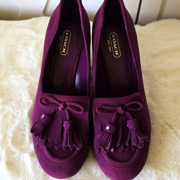 Coach Purple Suede "Terri" Wedges - Picture 2 of 9